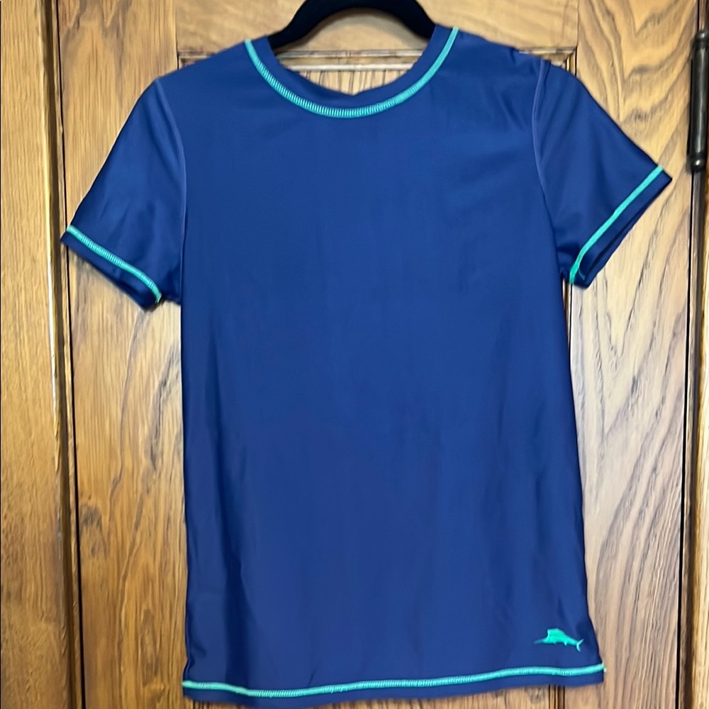 Tommy Bahama Blue and Green Rashguard Swim Top